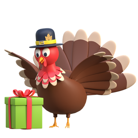 Thanksgiving Turkey Gift Box 3D Icon