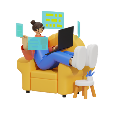 The Comfort of Working from Your Sofa  3D Icon