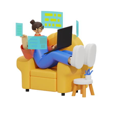 The Comfort of Working from Your Sofa  3D Illustration