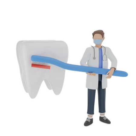 The concept of a dentist exemplifies the correct way of brushing teeth  3D Icon