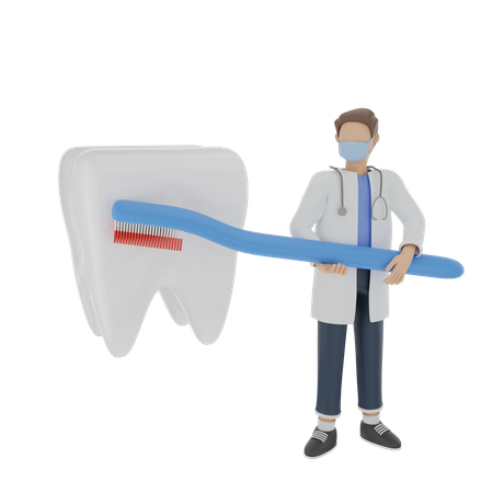 The concept of a dentist exemplifies the correct way of brushing teeth 3D Illustration