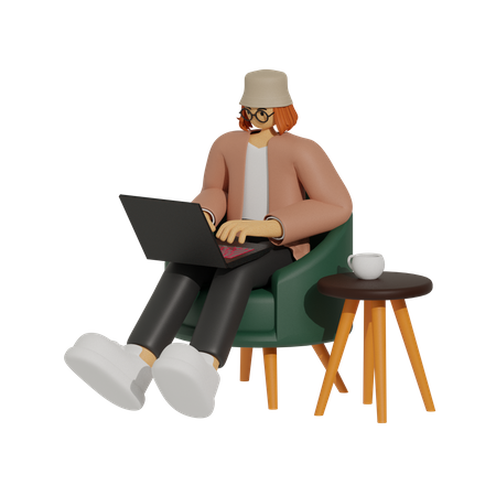 The Digital Nomad Life  3D Illustration