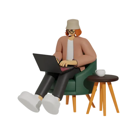 The Digital Nomad Life  3D Illustration