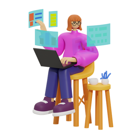 The Digital Nomad Life  3D Illustration