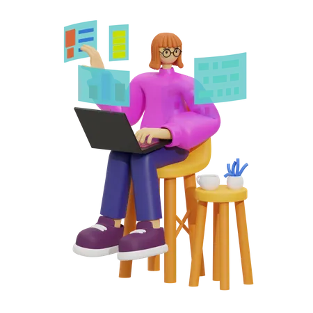 The Digital Nomad Life  3D Illustration