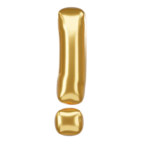 The Exclamation Mark 3 D Illustration In Golden Balloon Style 3D Icon