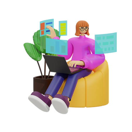 The Future of Work, Flexibility and Comfort  3D Illustration