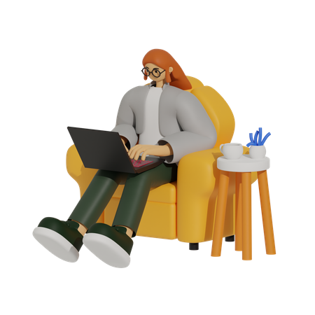 The Laptop Life, Home Office Edition  3D Illustration