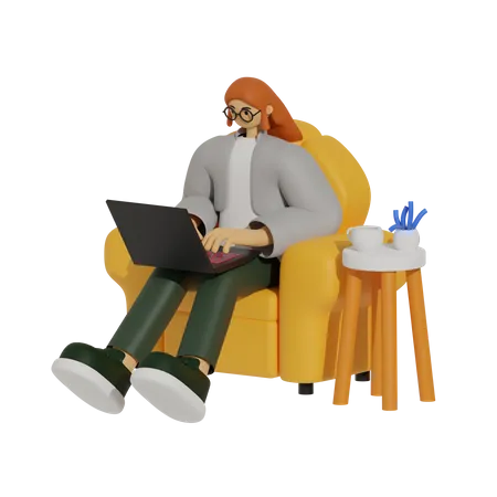 The Laptop Life, Home Office Edition  3D Illustration