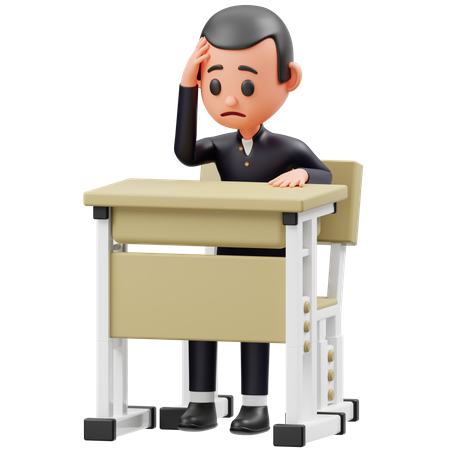 The Little Boy feeling stress in classroom  3D Illustration