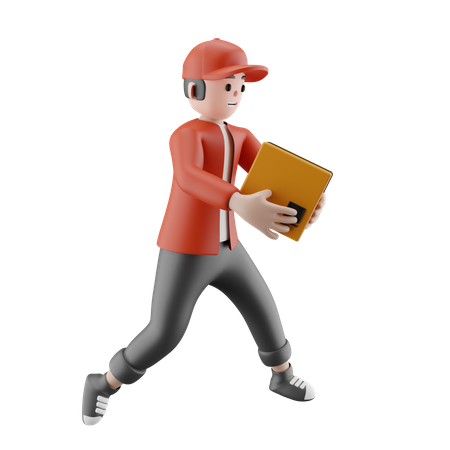 The logistics officer ran to send the package  3D Icon