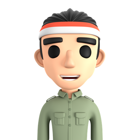 The Man With The Red And White Headband  3D Icon