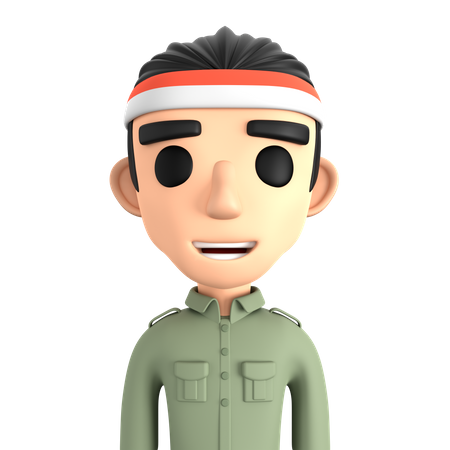 The Man With The Red And White Headband  3D Illustration