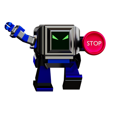 The Robot Gives A Stop Sign  3D Illustration
