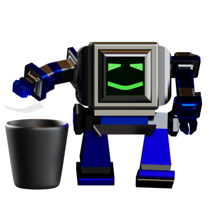 The Robot Is Taking Out The Trash  3D Illustration
