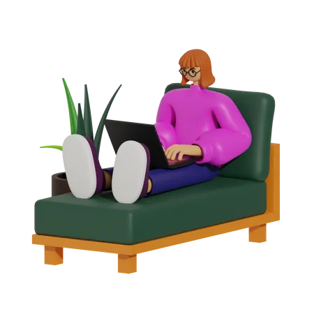 The Sofa Office, A Guide to Staying Productive and Comfortable  3D Illustration