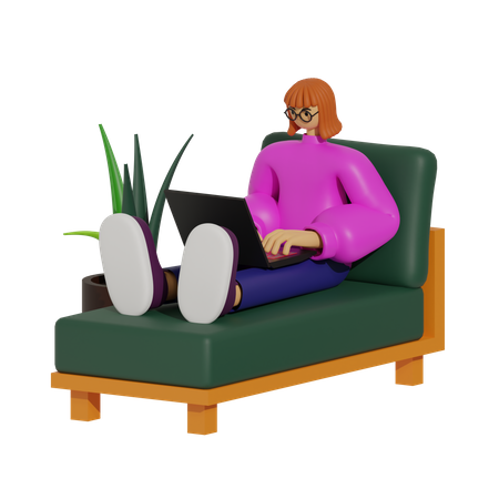 The Sofa Office, A Guide to Staying Productive and Comfortable 3D Illustration