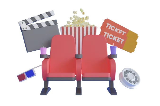 Theatre Movie  3D Illustration