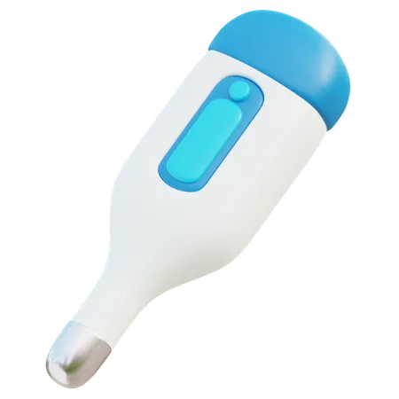 3 D Digital Medical Thermometer Designed With A Sleek White Body And Blue Accents Suitable For Showcasing Modern Healthcare Tools In Medical Presentations Brochures And Educational Materials 3D Icon
