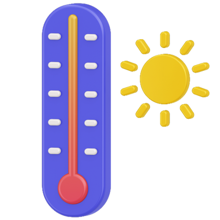 Thermometer and heat 3D Icon