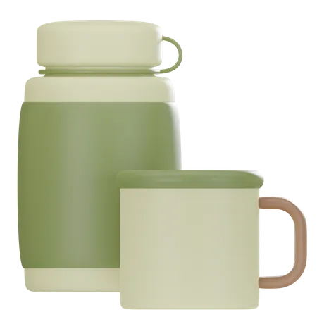 Thermos And Cup 3 D Icon 3D Icon
