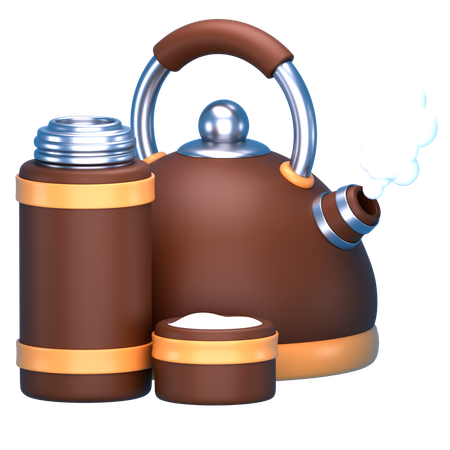 魔法瓶とケトル  3D Icon