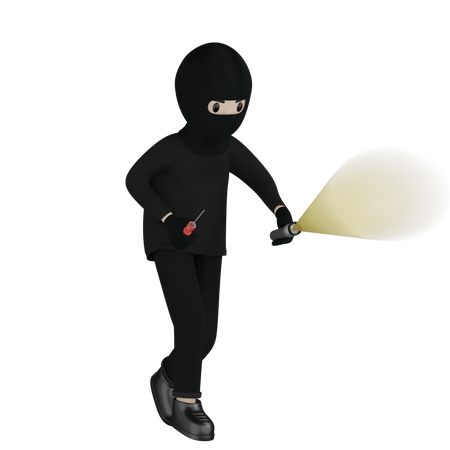 Thief Going For Robbery  3D Illustration