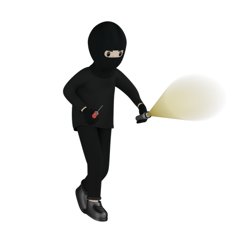 Thief Going For Robbery 3D Illustration