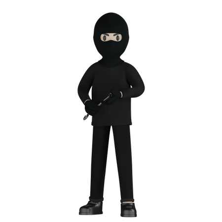 Thief Holding Crowbar  3D Icon