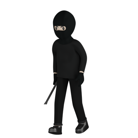 Thief Holding Steel Rod  3D Icon