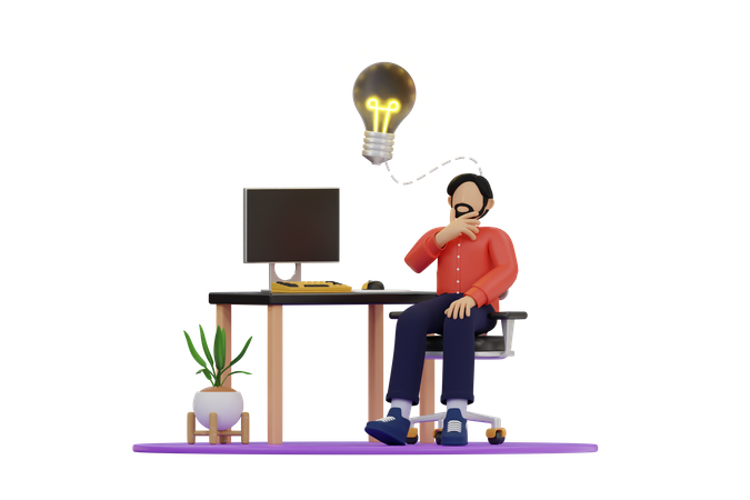 Thinking About New Idea  3D Illustration