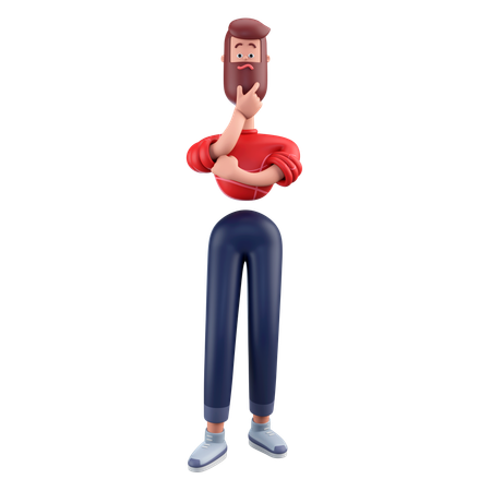 Thinking Man  3D Illustration
