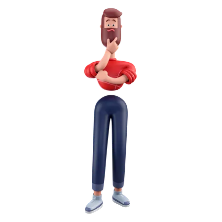 Thinking Man  3D Illustration