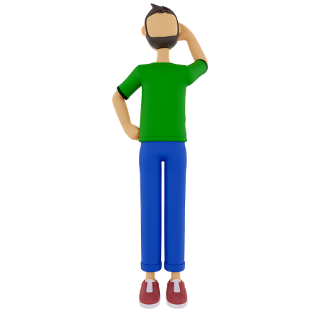 Thinking Man  3D Illustration