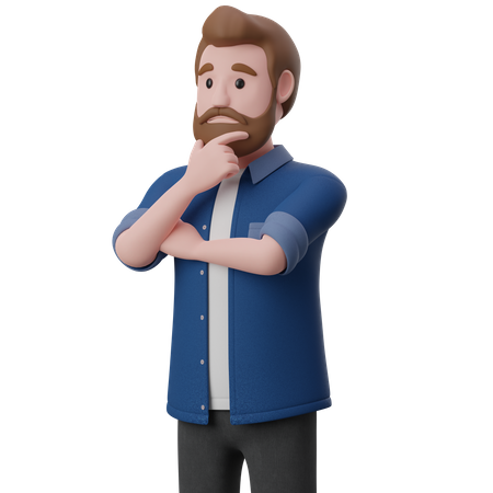 Thinking Man  3D Illustration