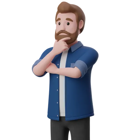 Thinking Man  3D Illustration