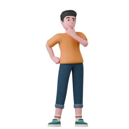 Thinking Man  3D Illustration