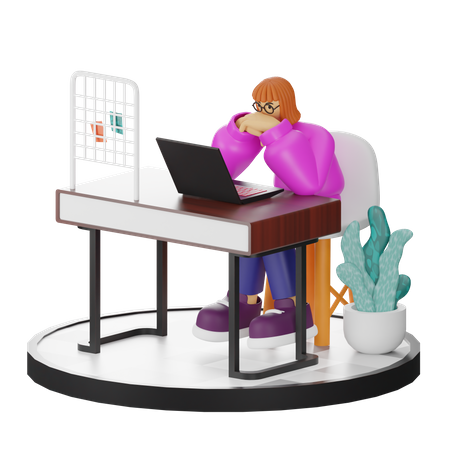 Thinking of ideas at work  3D Icon