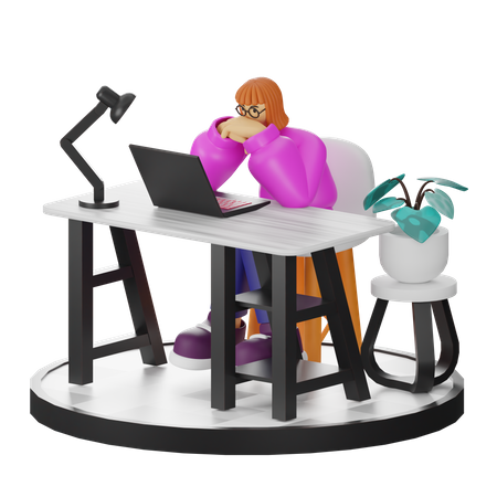 Thinking of ideas at work  3D Icon
