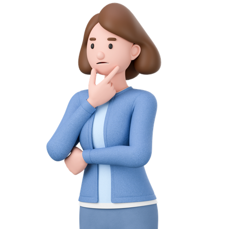 Thinking Woman  3D Icon