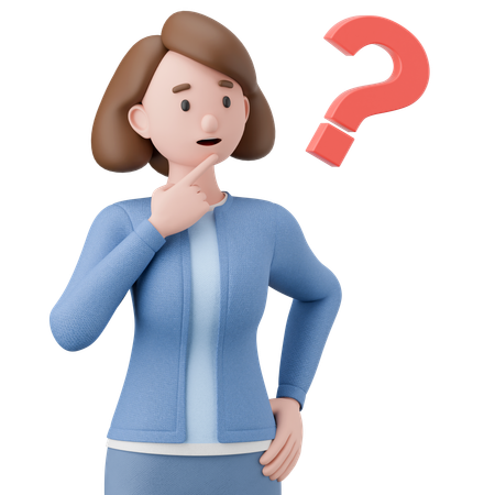Thinking Woman With Question  3D Icon