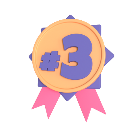Third medal 3D Illustration