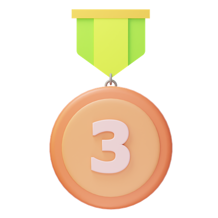 Third Place Bronze Medal  3D Icon