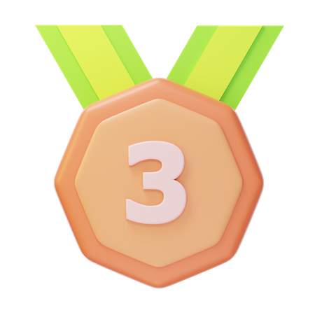 Third Place Bronze Medal  3D Icon