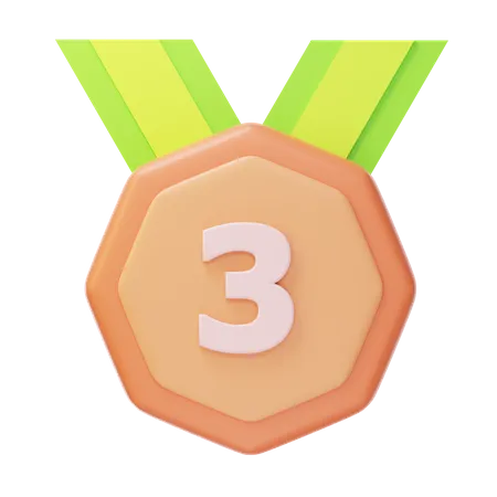 Third Place Bronze Medal  3D Icon