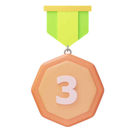 Third Place Bronze Medal  3D Icon