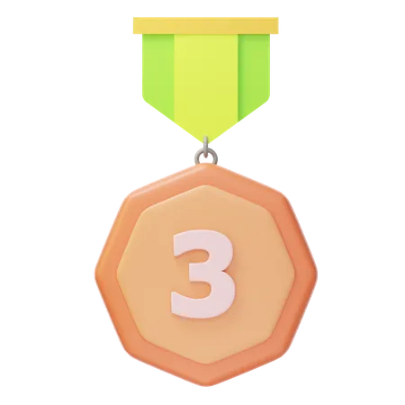 Third Place Bronze Medal  3D Icon