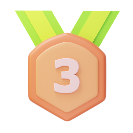 Third Place Bronze Medal  3D Icon