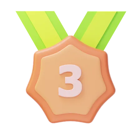 Third Place Bronze Medal  3D Icon