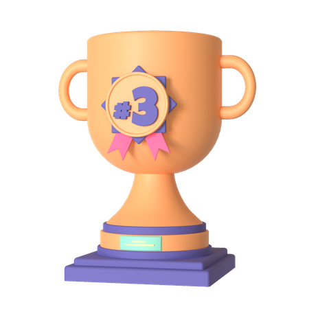 Third Place Trophy  3D Illustration